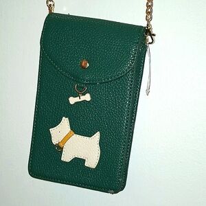 Scottie Dog w Bone Green Purse w Gold Chain